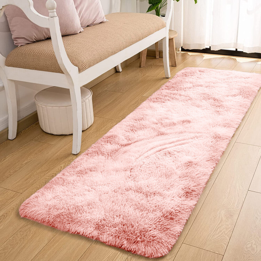 (60cm x 220cm OR 2ft x 7ft 3"- Runner, Pink- Shaggy Rugs) Non-Slip Rugs Shaggy Rug Living Room Carpet Runner