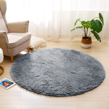 (120cm x 120cm OR 4ft x 4ft- Round Rug, Silver/ Grey- Shaggy Rugs) Modern Living Room Rugs Shaggy Fluffy Bedroom Soft Carpets Runner Indoor Outdoor Rug Floor Mats
