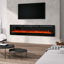 (80 Inch) Recessed Electric Fireplace Insert LED Flame Fire