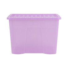 Wham Crystal 80 Liter Plastic Storage Box With Lid 60 x 40 x 42 cm - Tint Lilac