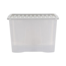 Wham Crystal 80 Liter Plastic Storage Box With Lid 60 x 40 x 42 cm - Tint Grey