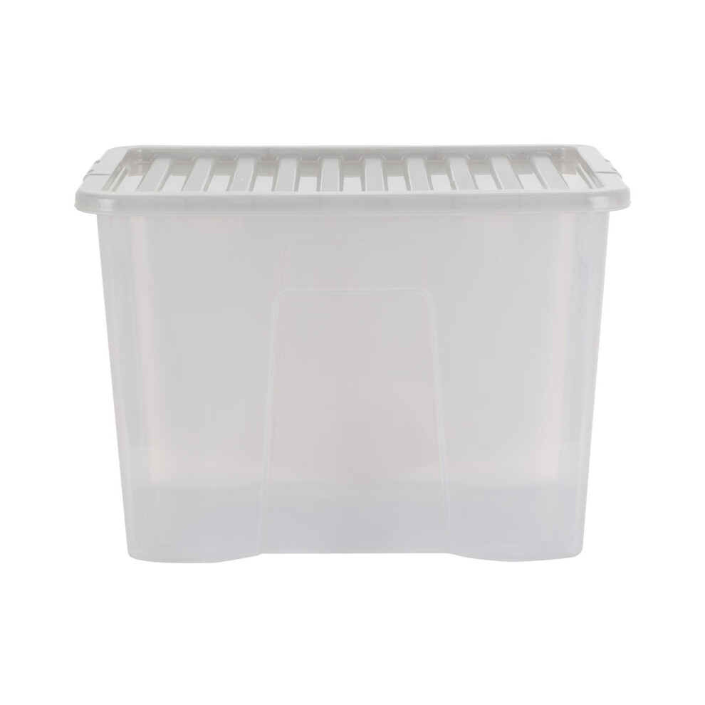 Wham Crystal 80 Liter Plastic Storage Box With Lid 60 X 40 X 42 Cm - Tint Grey
