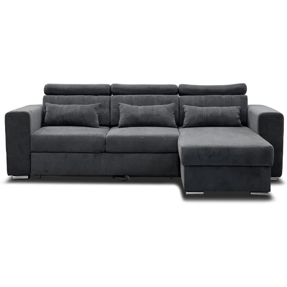 (Grey) Luca Corner Sofa Bed With Storage