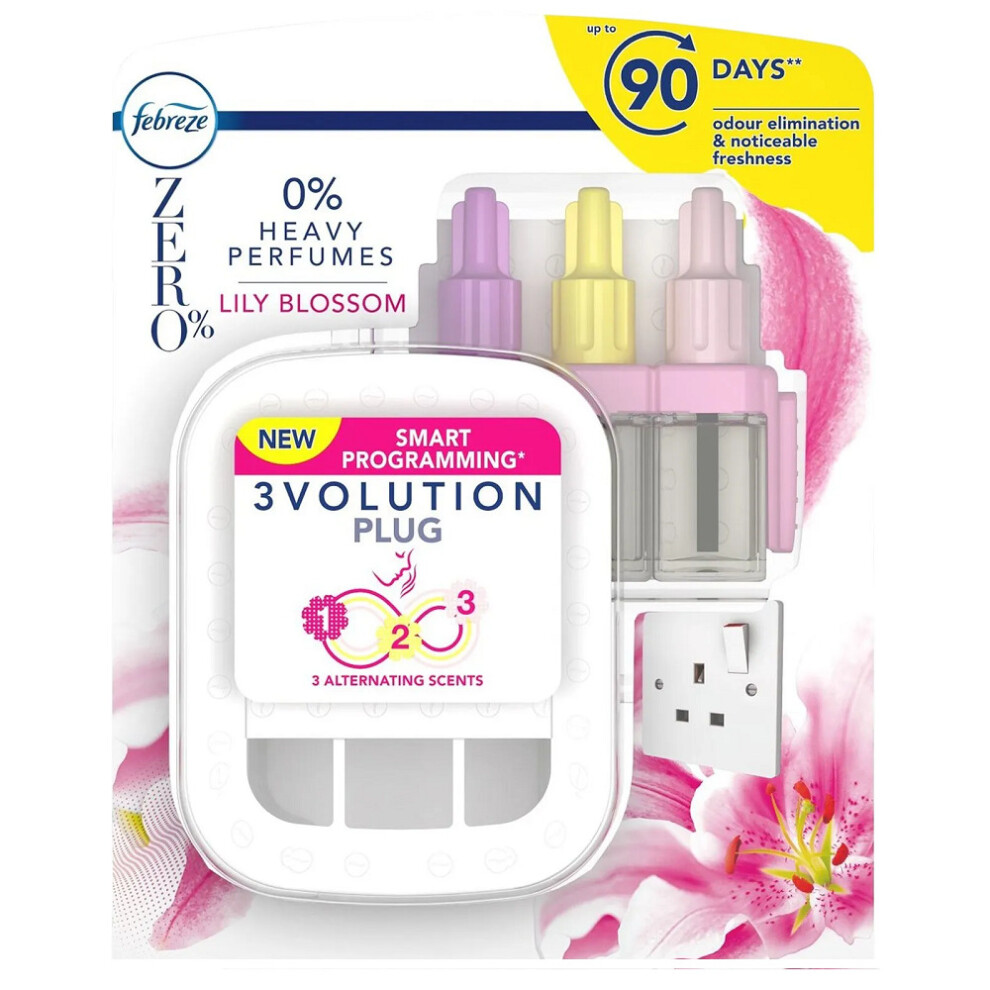 Febreze 3Volution Plug-in Air Freshener Unit &  20ml Refill - Lily Blossom