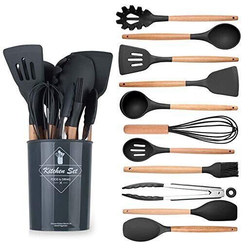 (Cream) Non-Stick Silicone Cooking Kitchen Utensils Set 1