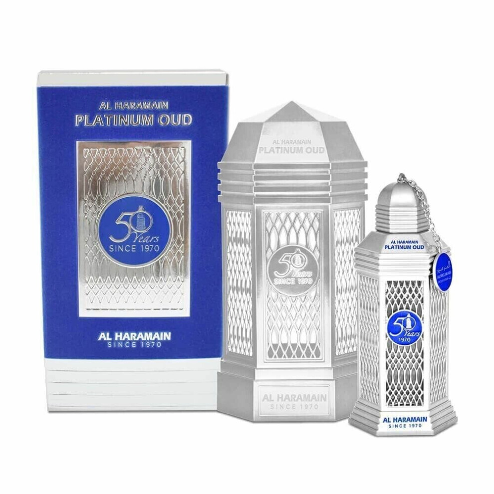 Al Haramain 50 Years Platinum Oud unisex Eau De Parfum Spray 3.3 oz