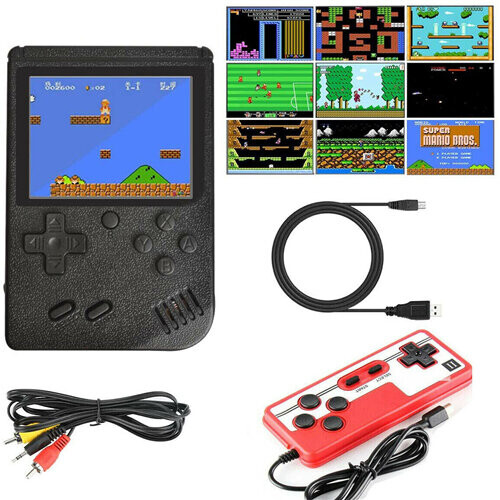 (Black) Game Console 400 Built-in Games Supports One/ Two Players Kids Christmas Gift