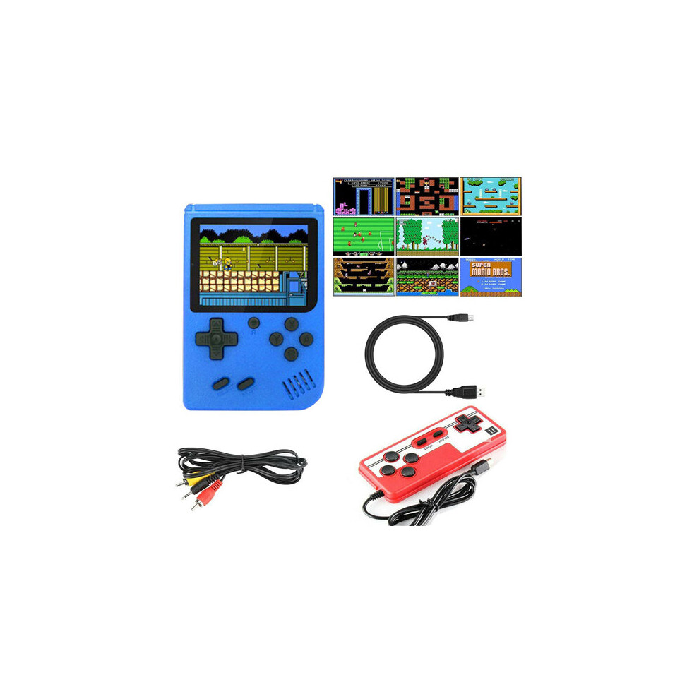 (Blue) Game Console 400 Built-in Games Supports One/ Two Players Kids Christmas Gift