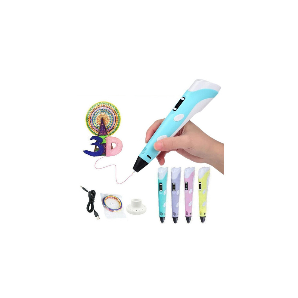 (Blue) 3D Print Drawing Pen Set Kids Birthday Xmas Gift