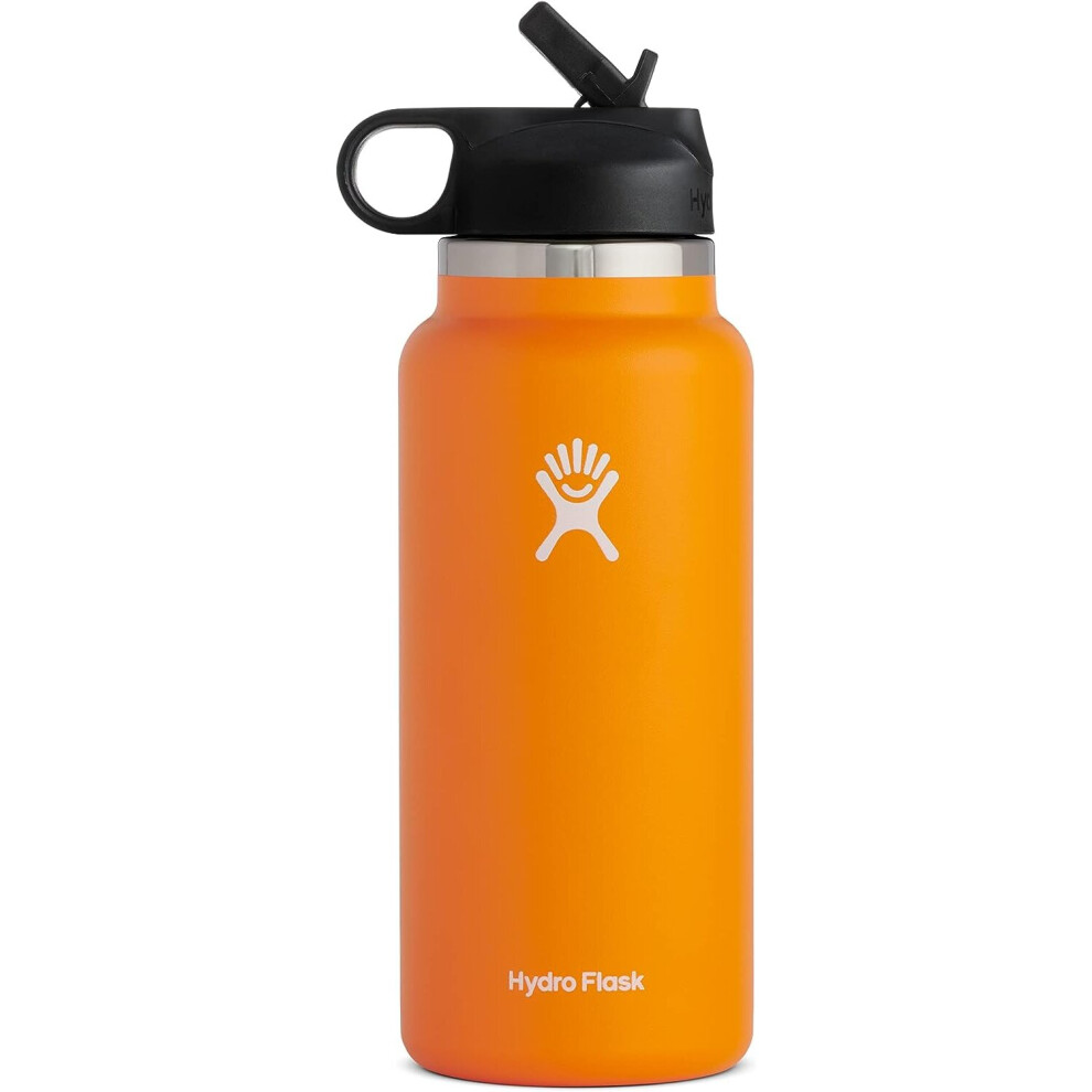 (Orange 2, 32oz) Water Bottle | Straw Lid  |  Outdoor Portable Insulated Cup