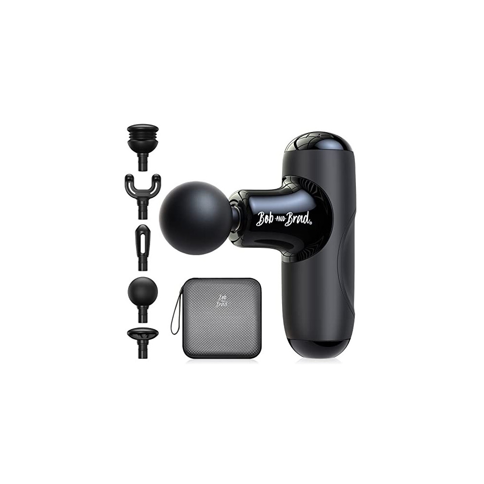 Bob And Brad Black Mini Massage Gun, Q2 Mini Pocket-Sized Deep Tissue Massager Gun, Portable Percussion Muscle Massager Gun, Ultra Small