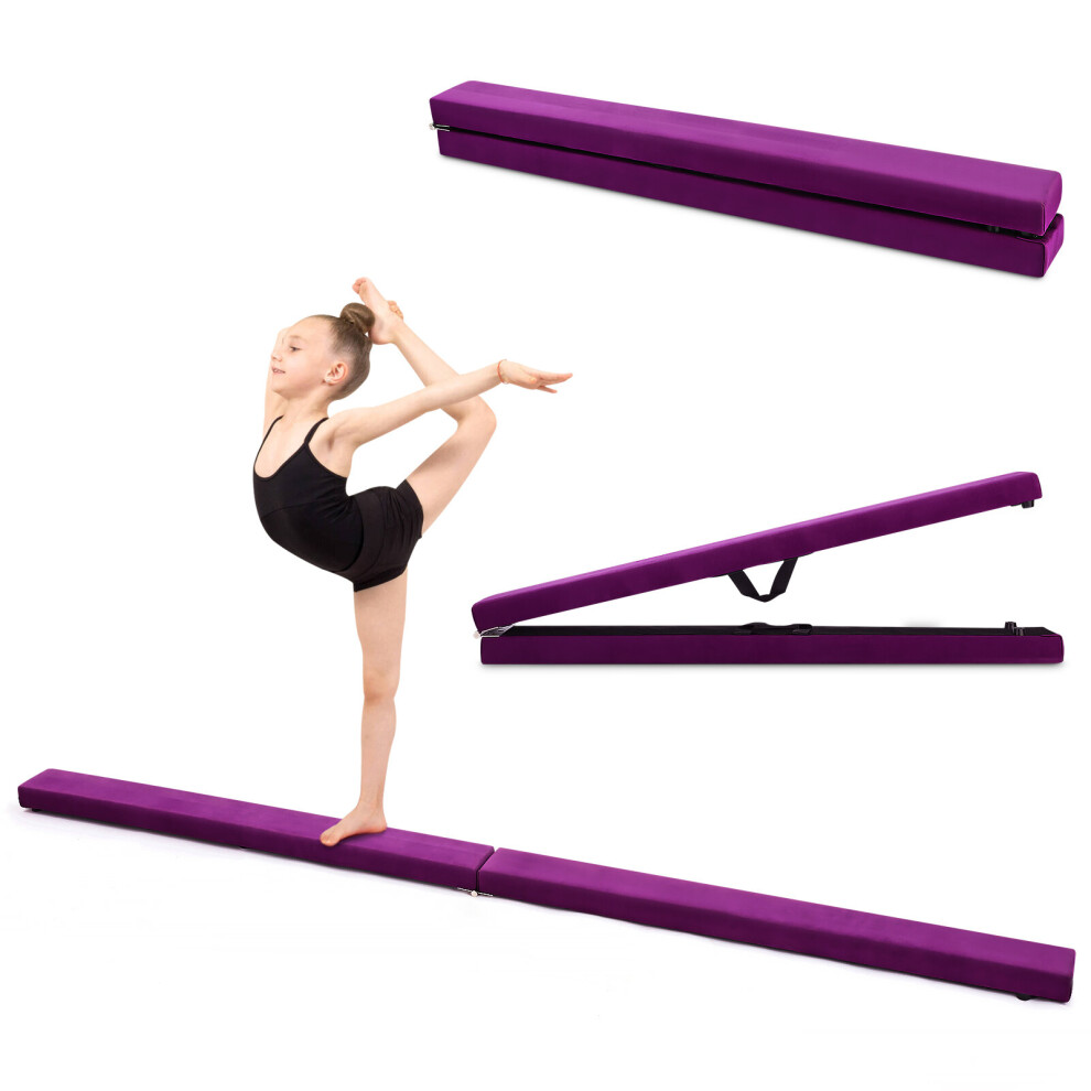 7FT 2.1M Folding Gymnastic Balance Beam Kids Training Beam Carrying