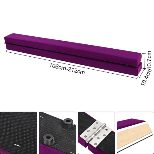 7FT 2.1M Folding Gymnastic Balance Beam Kids Training Beam Carrying 1