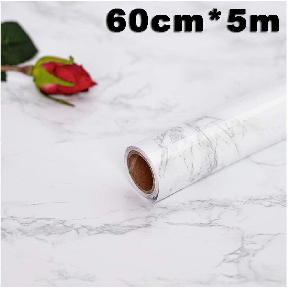 (White Marble - 60cm*5m) Marble Wallpaper Vinyl Sticky Back Plastic Roll UK