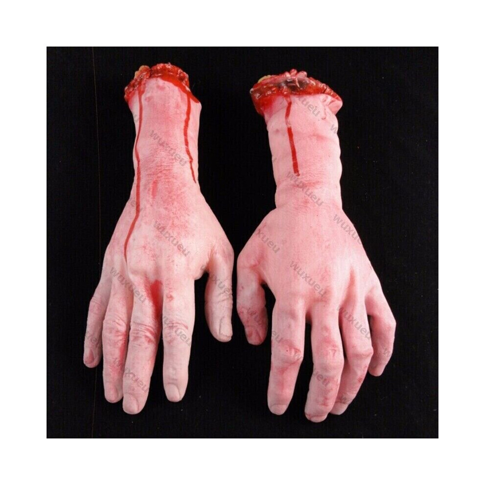 Skesrjtop ( Right Hand) Realistic Hands Terror Bloody Fake Body Parts Severed Arm Hand Halloween Prop