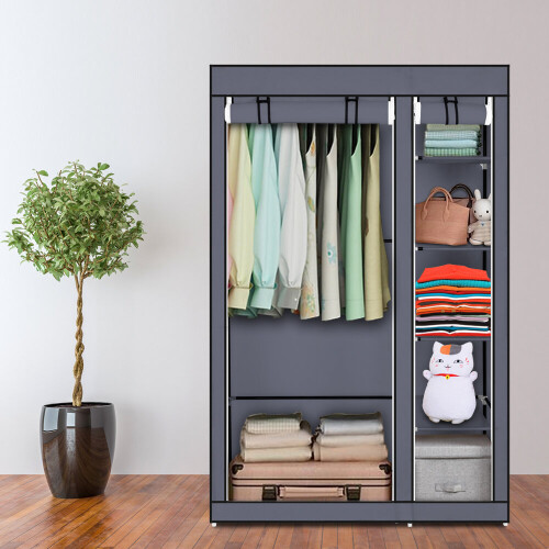 67" Portable Clothes Closet Wardrobe with Non-woven Fabric 1