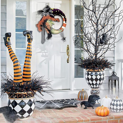 Moon Witch Wreath Halloween Decoration Door Ornament 2