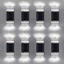 8-Pack Solar Powered Wall Lights with Auto On/Off and Up/Down Lighting - IP65 Outdoor LED Garden Lamps