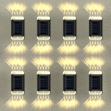 8x SUPER BRIGHT SOLAR POWERED WALL LIGHTS LED OUTDOOR GARDEN LAMP