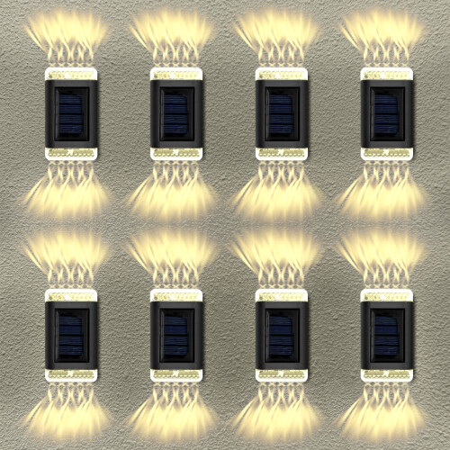 8x SUPER BRIGHT SOLAR POWERED WALL LIGHTS LED OUTDOOR GARDEN LAMP