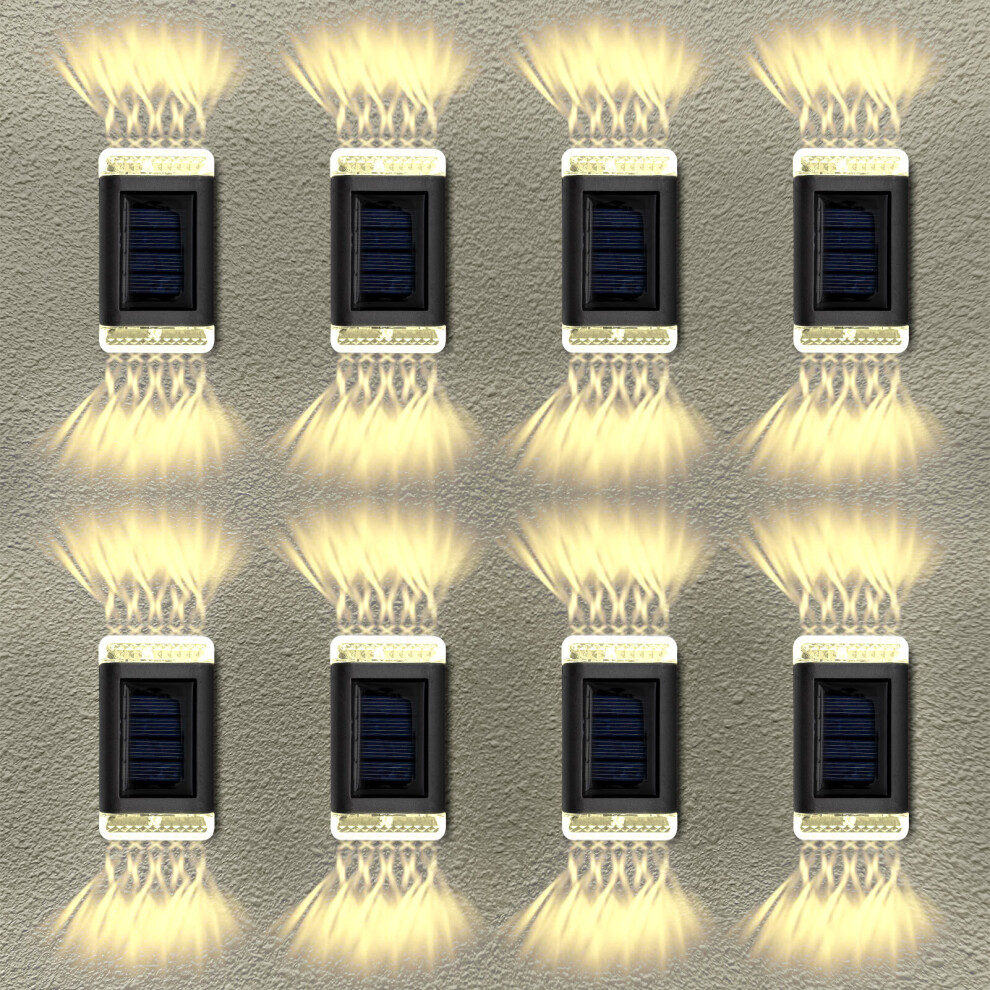 8x SUPER BRIGHT SOLAR POWERED WALL LIGHTS LED OUTDOOR GARDEN LAMP