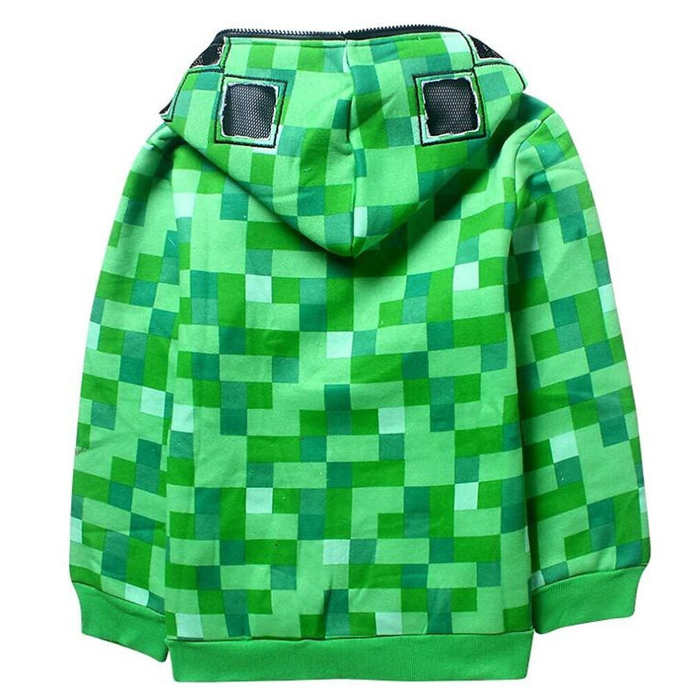 (6-8 Years) Kids Boys Minecraft Hoodie Coat Long Sleeve Hooded Sweatshirt Full Zip Jacket Hoody Tops Creeper Costume