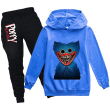 (7-8 Years, Blue) Kids Boys Poppy Playtime Huggy Wuggy Long Sleeve Sweatshirt Tops + Pants Tracksuit Set