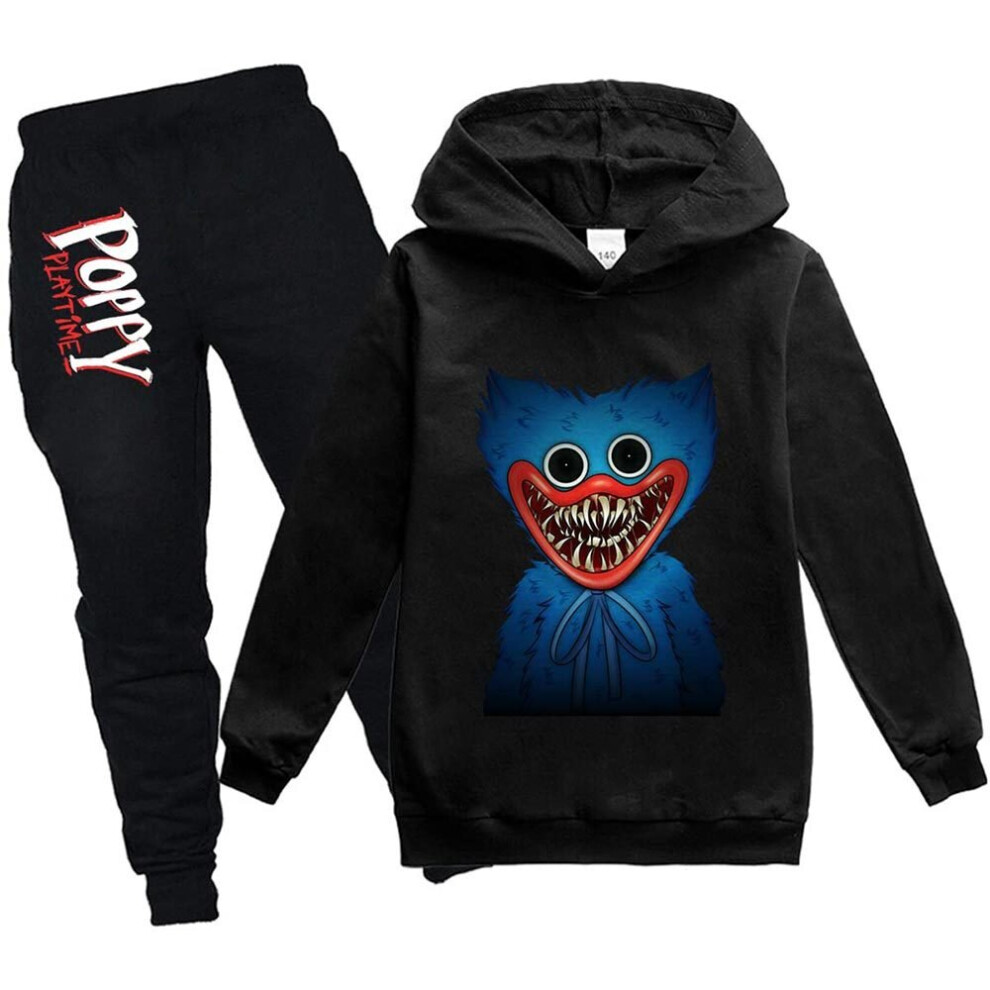 (5-6 Years, Black) Kids Boys Poppy Playtime Huggy Wuggy Long Sleeve Sweatshirt Tops + Pants Tracksuit Set