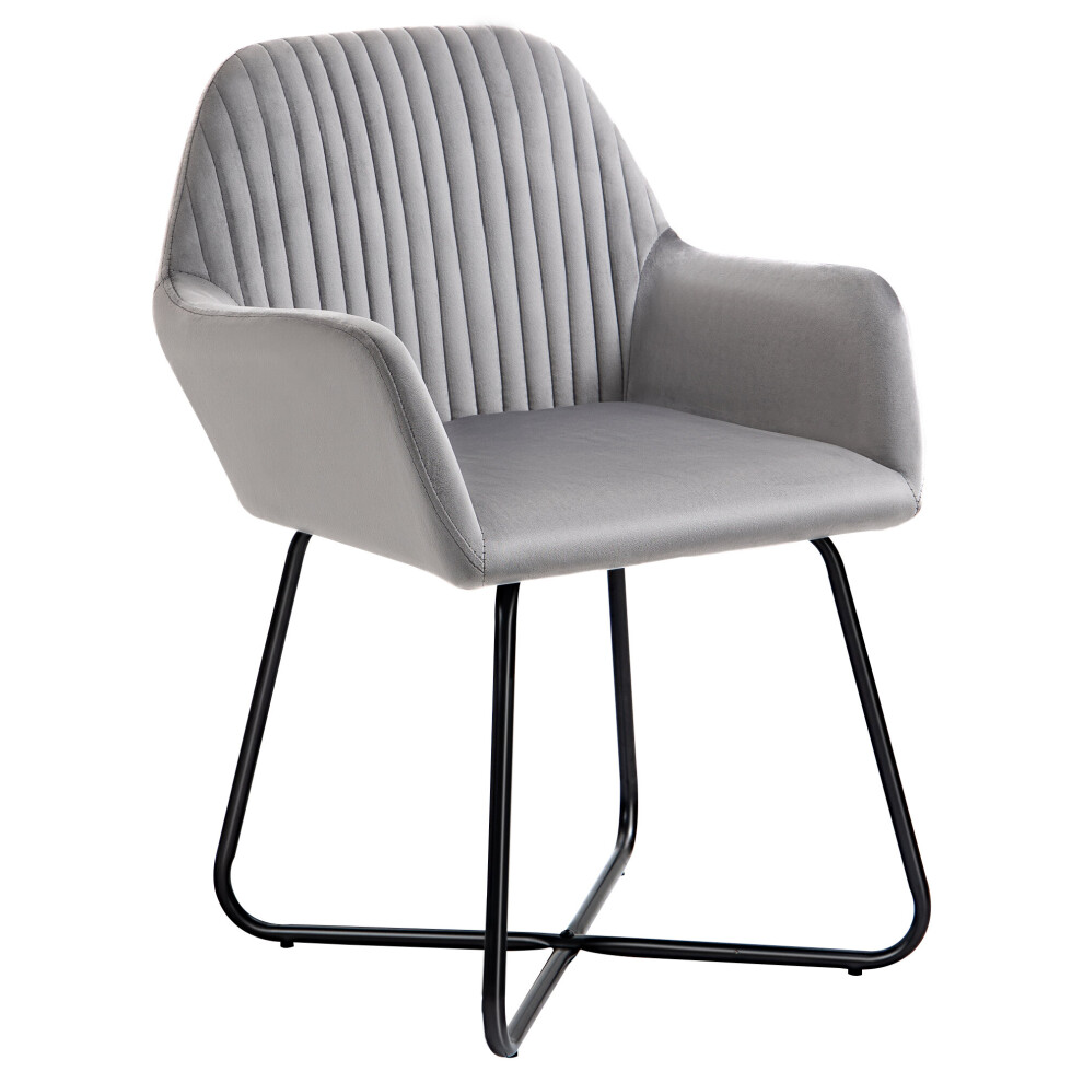 Homcom Modern Accent Chair Velvet-Feel Upholstered Lounge Armchair Grey