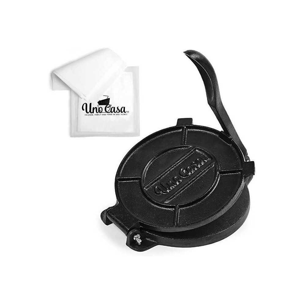 OPENED BOX Uno Casa Tortilla Press Cast Iron - 8 Inch, Pre-Seasoned Tortilla Maker for Corn Tortillas