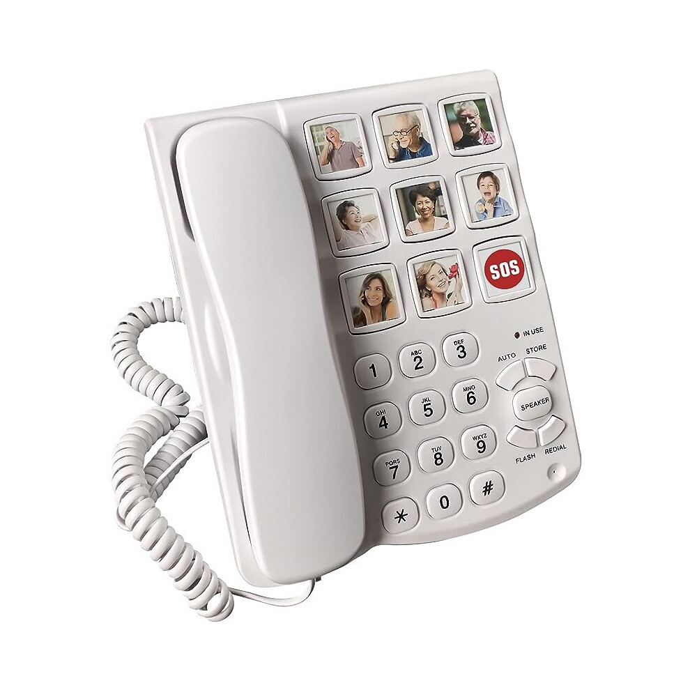 OPENED BOXES Memo24 Big Button and Picture Corded Landline Phone for Elderly