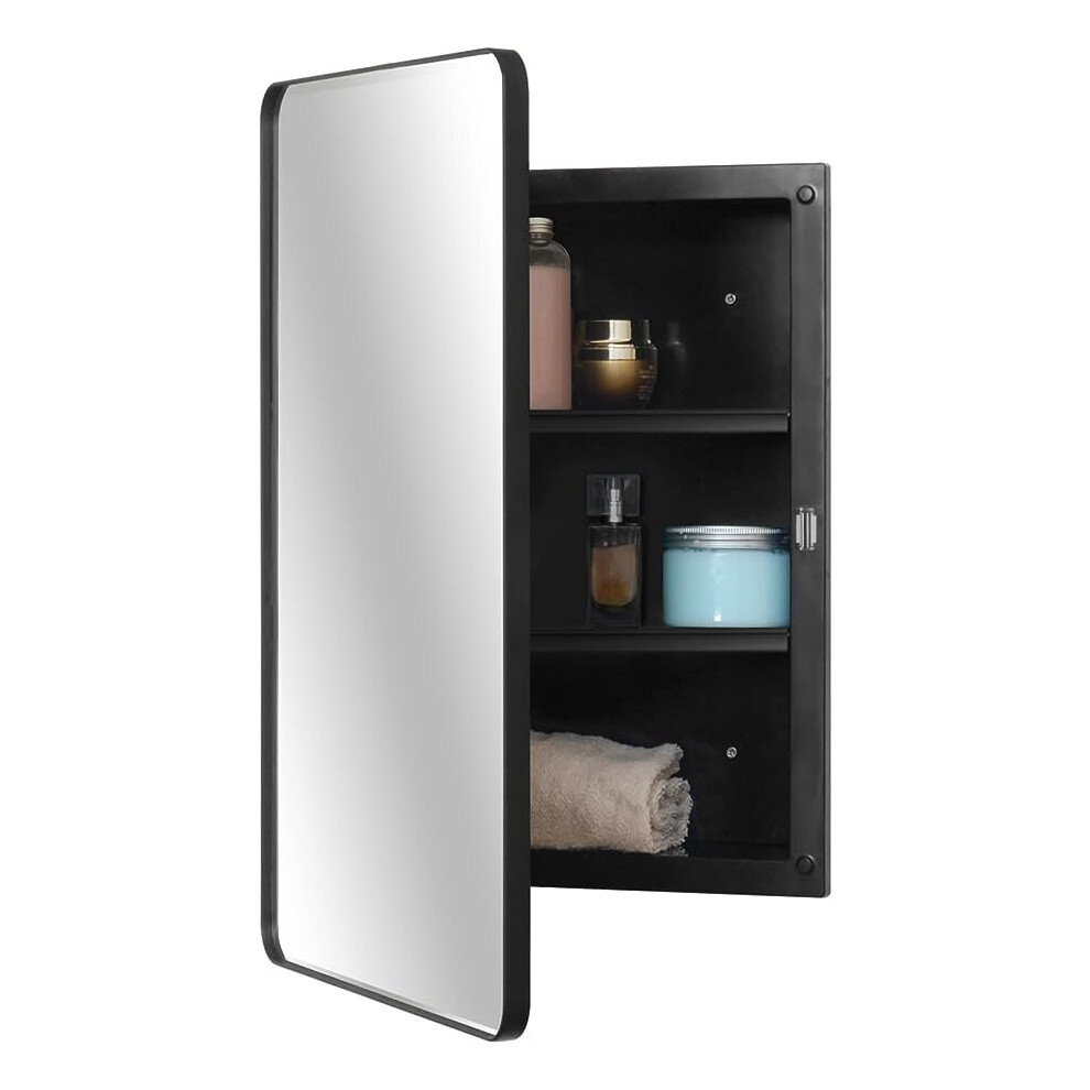 Fundin Plastic Mirror Cabinet, Beveled Edge Mirror Door With Round Golden