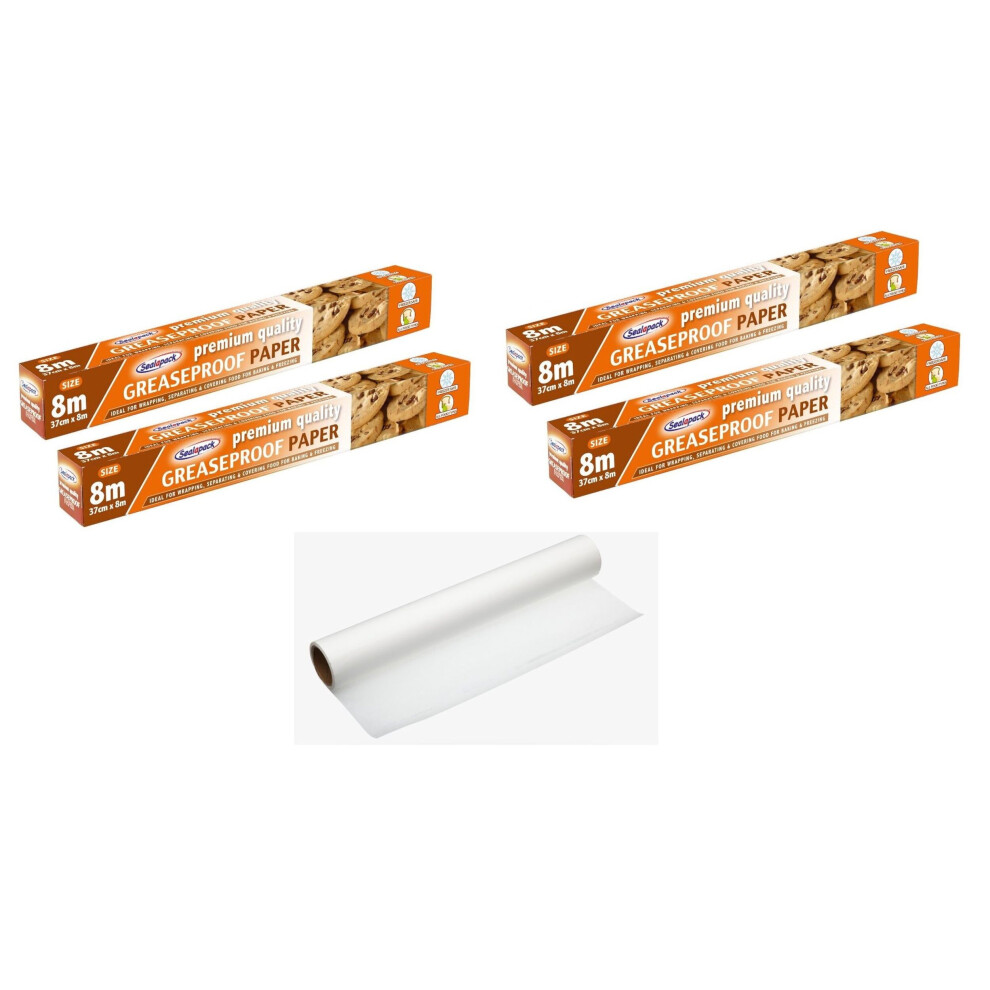 4 Greaseproof Parchment Oven Baking Paper Premium Food Wrap 37cm x 8M