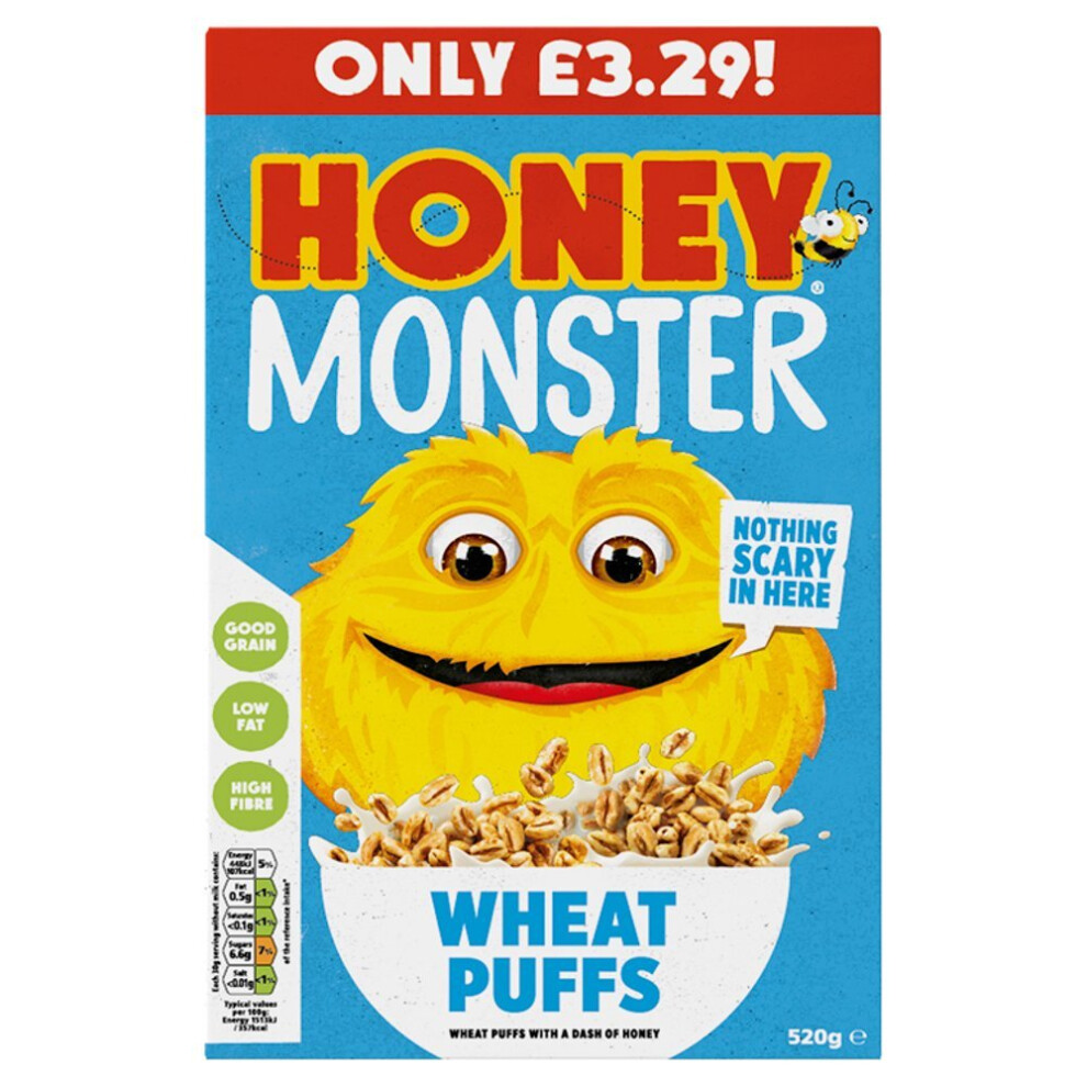 Honey Monster Wheat Puffs 520G ( Pack Of 6 ) Grain