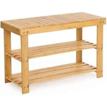 2 Tier Shoe Rack Seating Bench Hallway Storage Organiser Holder Stand Bamboo