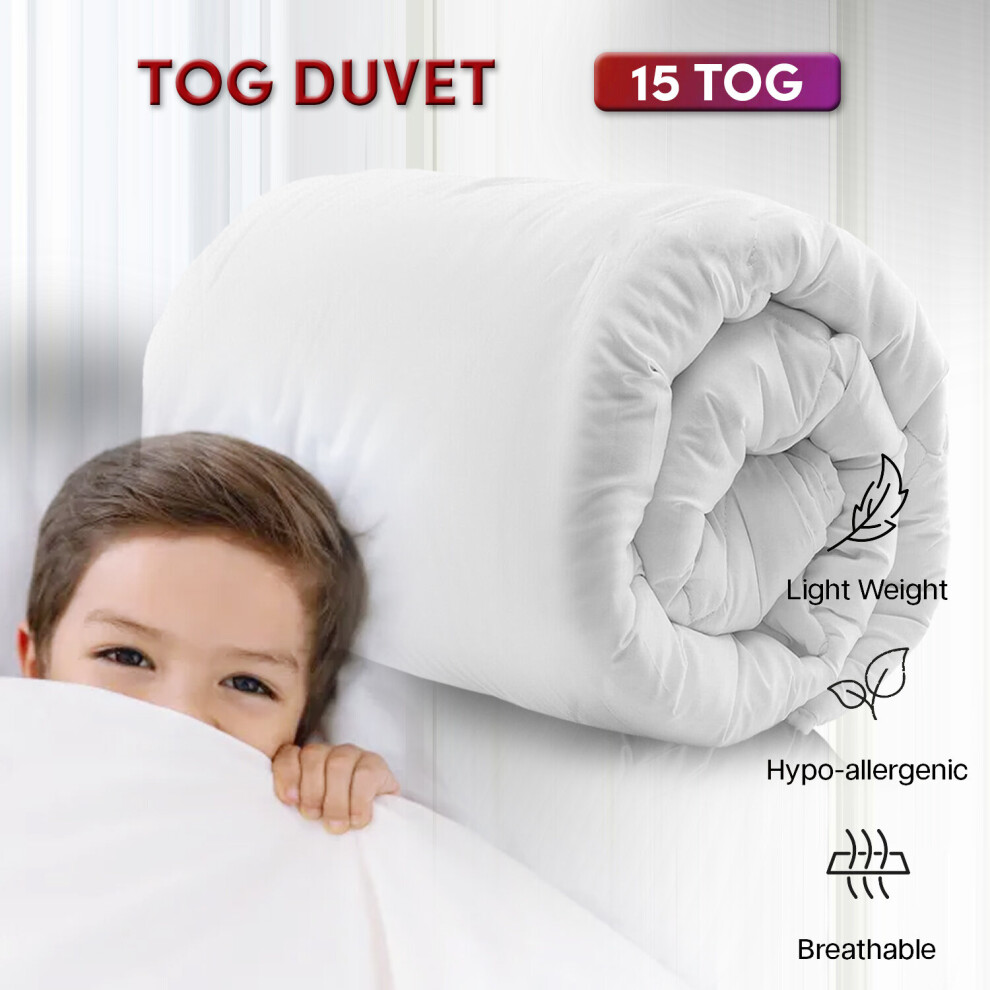 (Super King Children's Duvet- 15 Tog) 15 Tog Duvet Quilt Anti-Allergy Soft Warm Fluffy