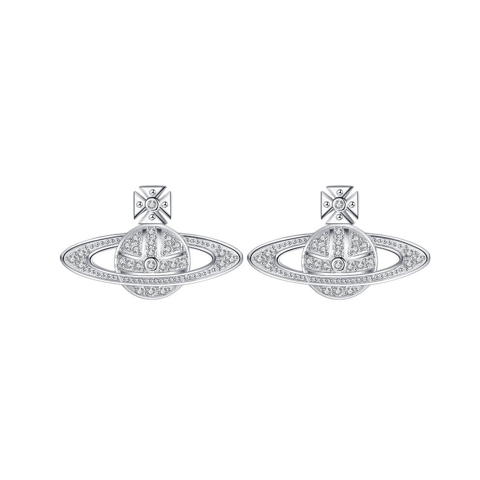 Ecocity Saturn Earrings Planet Orb Saturn Earrings Silver