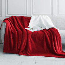 (Double Sherpa Blankets, Red -Sherpa Blanket) Sherpa Fleece Blankets Reversible Plush Throw Soft Warm Luxurious Double Layer Sofa Bed Blanket