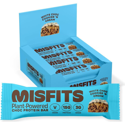 Misfits Vegan Protein Bar High Protein Low Sugar Gluten Free Plant Based Protein Bar 12 Pack 5458