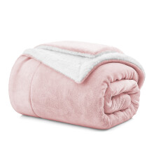 (Double Sherpa Blankets, Pink -Sherpa Blanket) Sherpa Fleece Blankets Reversible Plush Throw Soft Warm Luxurious Double Layer Sofa Bed Blanket