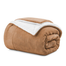(Double Sherpa Blankets, Camel -Sherpa Blanket) Sherpa Fleece Blankets Reversible Plush Throw Soft Warm Luxurious Double Layer Sofa Bed Blanket