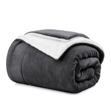 (King Sherpa Blankets, Grey -Sherpa Blanket) Sherpa Fleece Blankets Reversible Plush Throw Soft Warm Luxurious Double Layer Sofa Bed Blanket