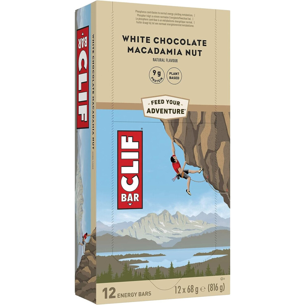 CLIF Bar Energy Bars Nutritional Protein Bar12 68g Source of Plant Based Protein Chocolate Macadamia