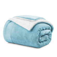 (Double Sherpa Blankets, Sky Blue -Sherpa Blanket) Sherpa Fleece Blankets Reversible Plush Throw Soft Warm Luxurious Double Layer Sofa Bed Blanket