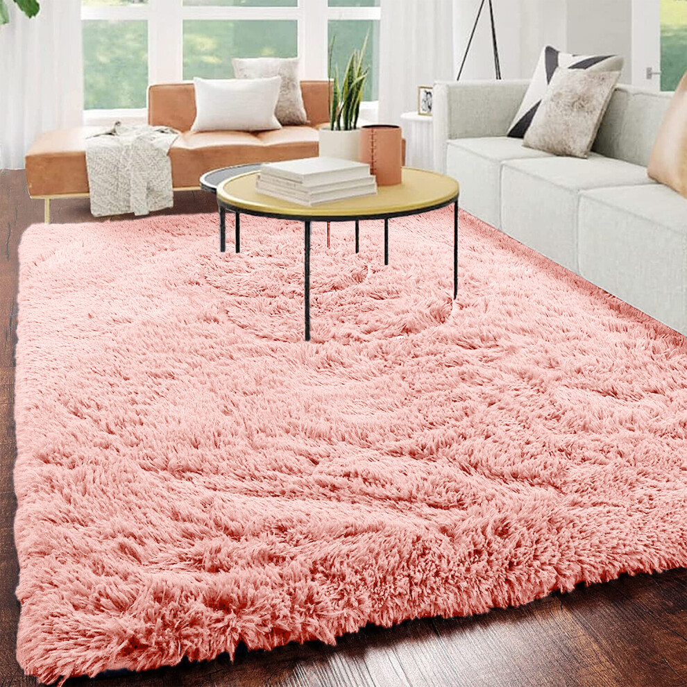 (120 cm x 170 cm (4ft x 5ft 8")-Living Room Rugs, Pink) Anti-Slip Super Soft Mat Living Room Bedroom Carpet Rug