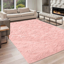 (160 cm x 230 cm (5ft 4 in x 7ft 8 in)-Bedroom Carpets, Pink) Non Slip Shaggy Large Rugs Living Room Bedroom Carpets Area Rug