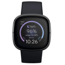 Smartwatch Fitbit sense dial black 40mm strap silicone sports GPS watch