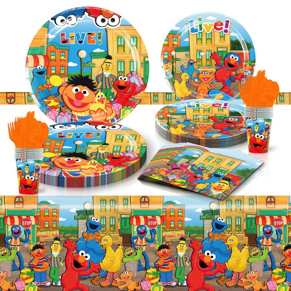 Sesame Street Cartoon Birthday Party Decoration Tableware Set