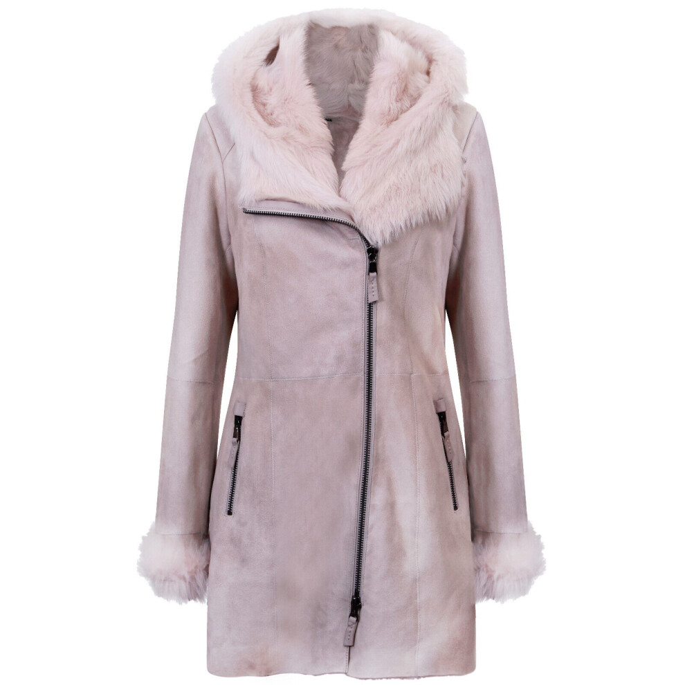Infinity Leather Women's Grey (S) Frost Hooded Merino Sheepskin Jacket