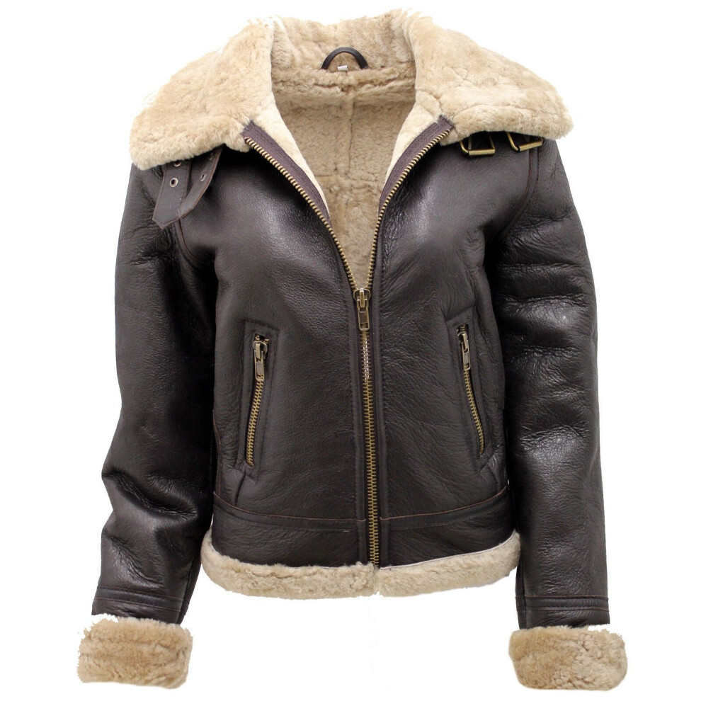 Infinity Leather Women's Brown (3Xl) B3 Sheepskin Leather Flying Jacket